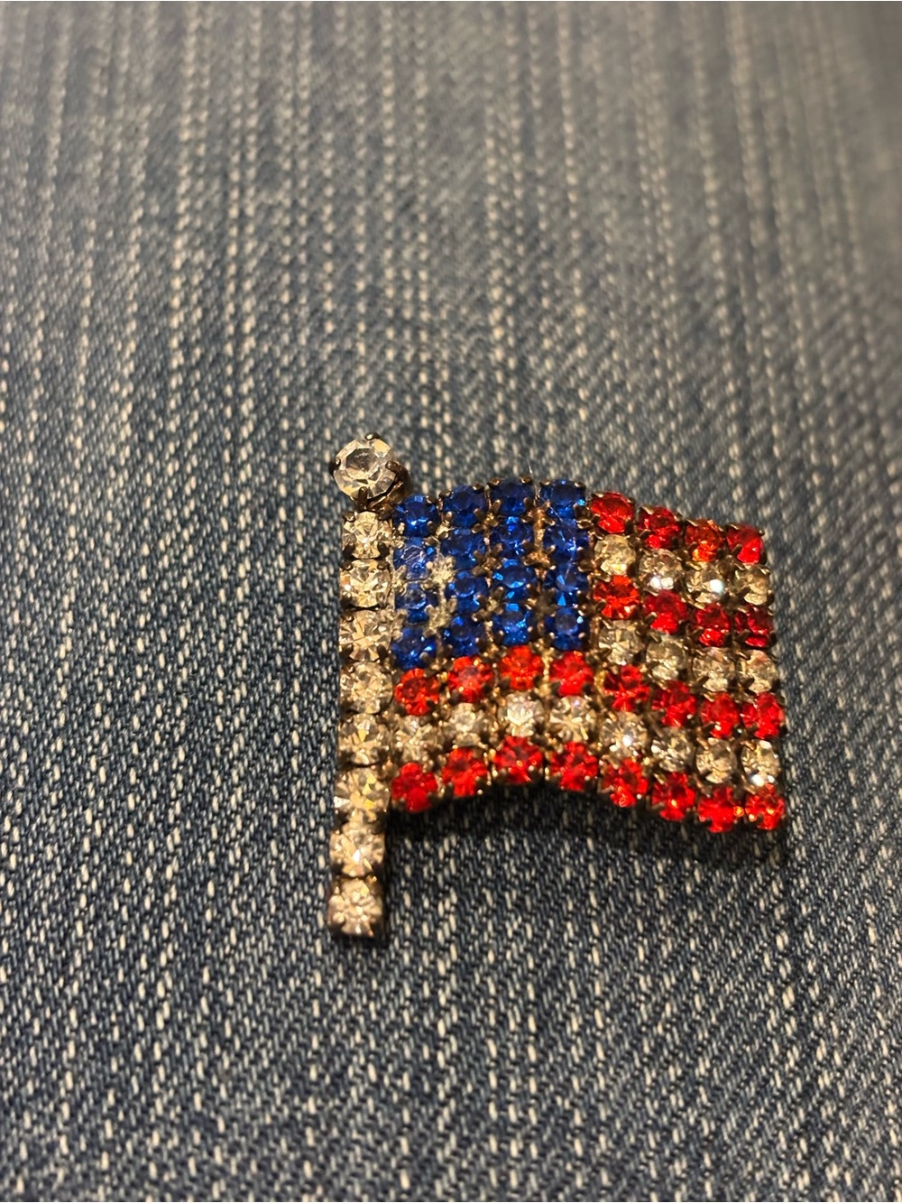 Crystal American Flag Brooch